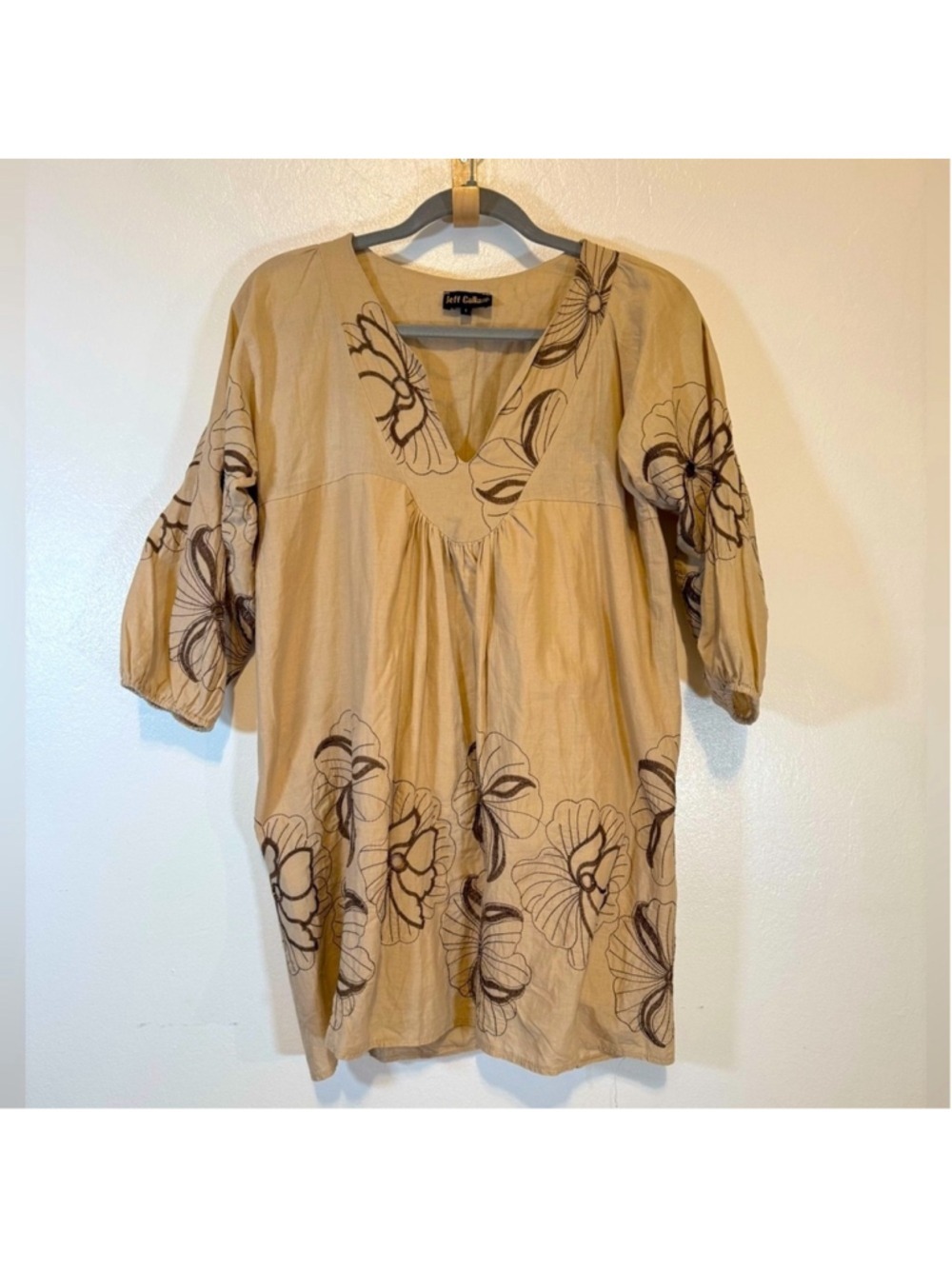John Galliano Beige Floral Mini Dress with cut out sleeves from floral